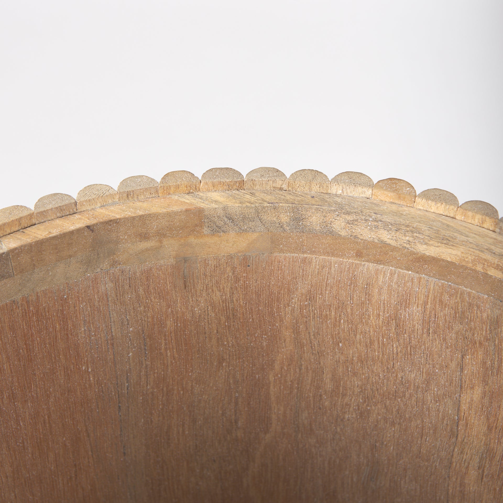 Solid Mango Wood Side Table in Blonde - Fluted Base, Round Top, Removable Lid